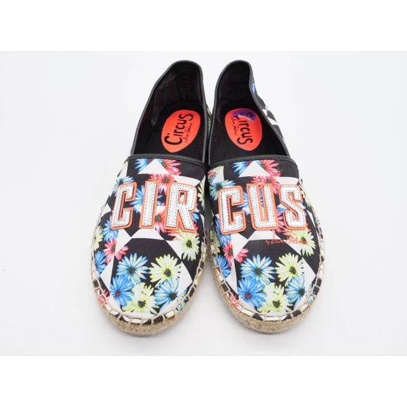 Circus Sam Edelman Flats Womens 8.5 Black Fabric Floral Print Espadrille Slip On - Picture 8 of 12